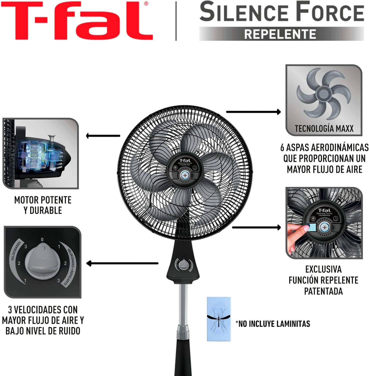 T-fal Ventilador de pedestal Silence Force de 18″