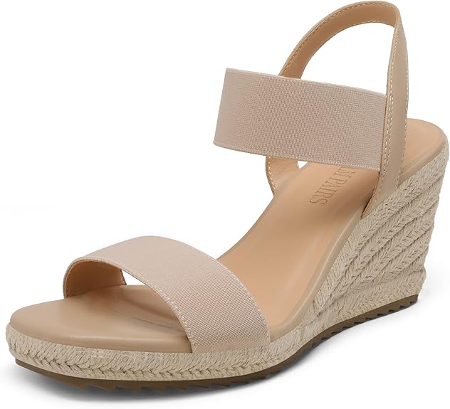 Sandalias de Cuña Espadrilles con Correa Elástica 25.5 cm