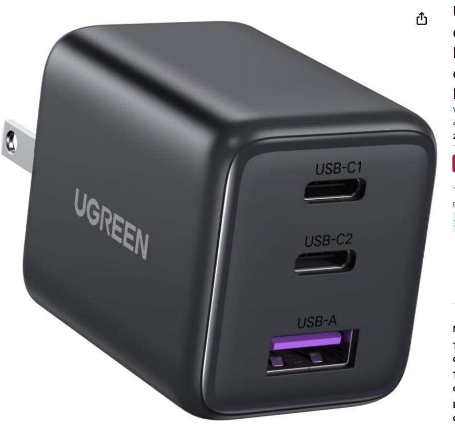UGREEN 30W GAN Cargador Tipo USB C