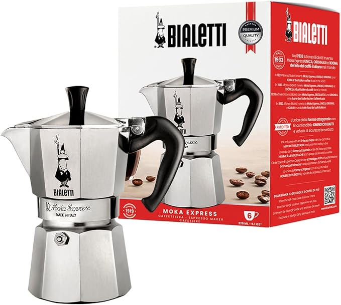 Bialetti, Moka Express 6 tazas, Gris/Aluminio