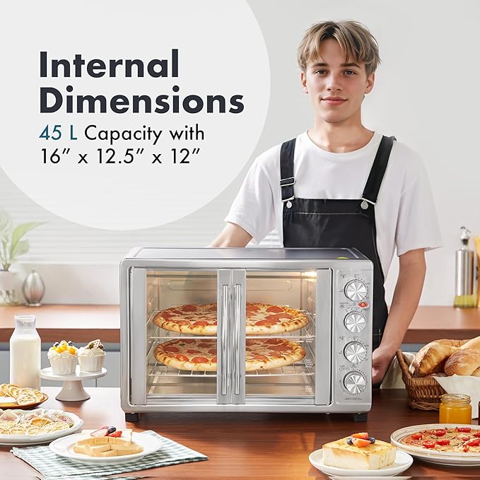 Elite Gourmet, Puerta francesa de 47.5 cuartos de galón, 6MSI