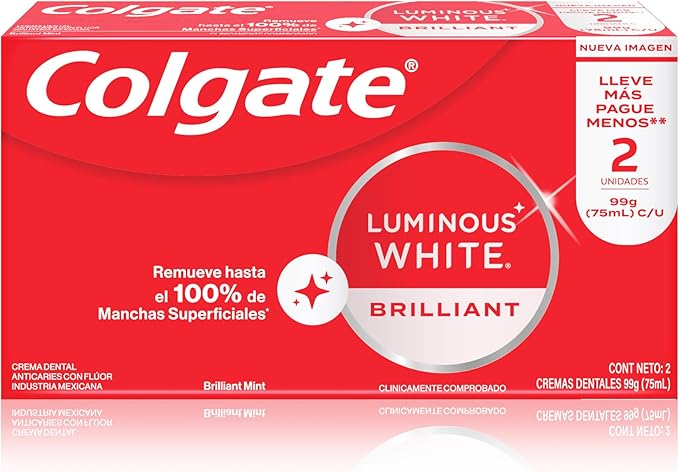 Colgate, Pasta  Luminous White Brilliant 2 piezas 75ml