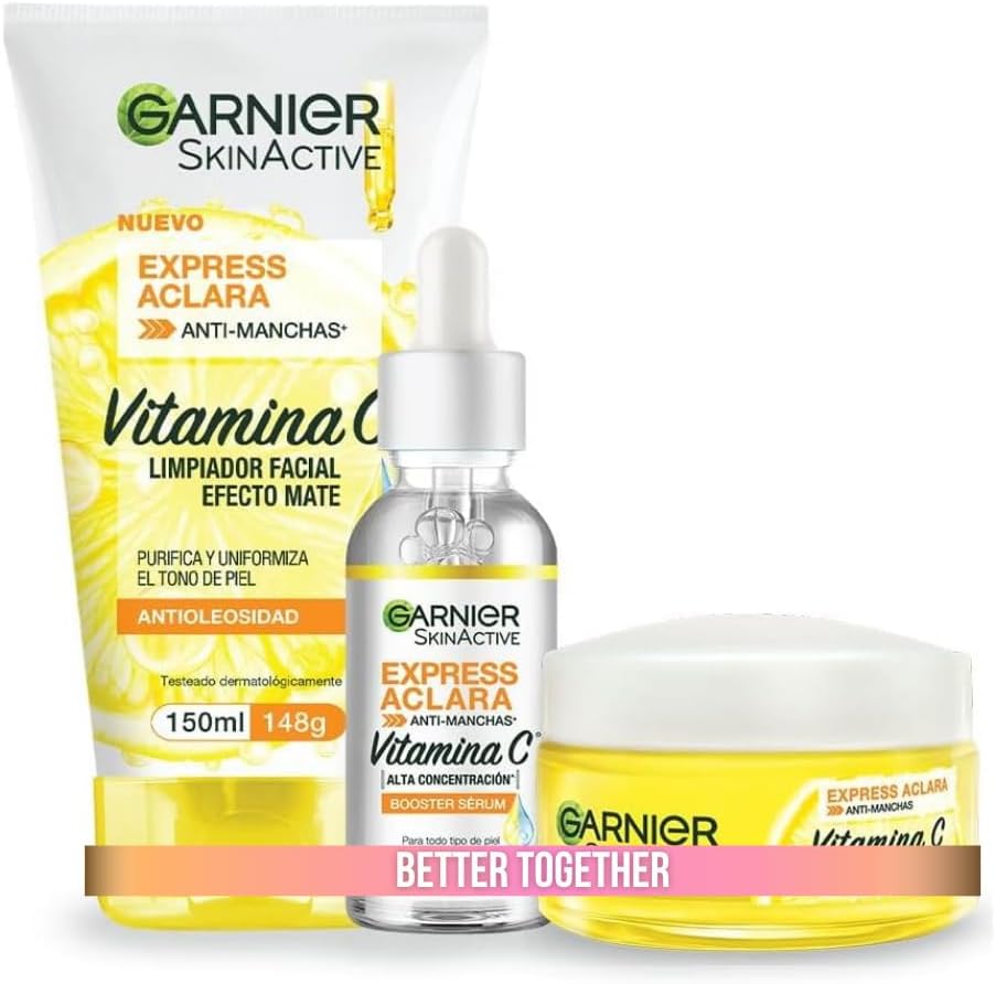 Kit Garnier Express Aclara Rutina anti manchas con Vitamina C