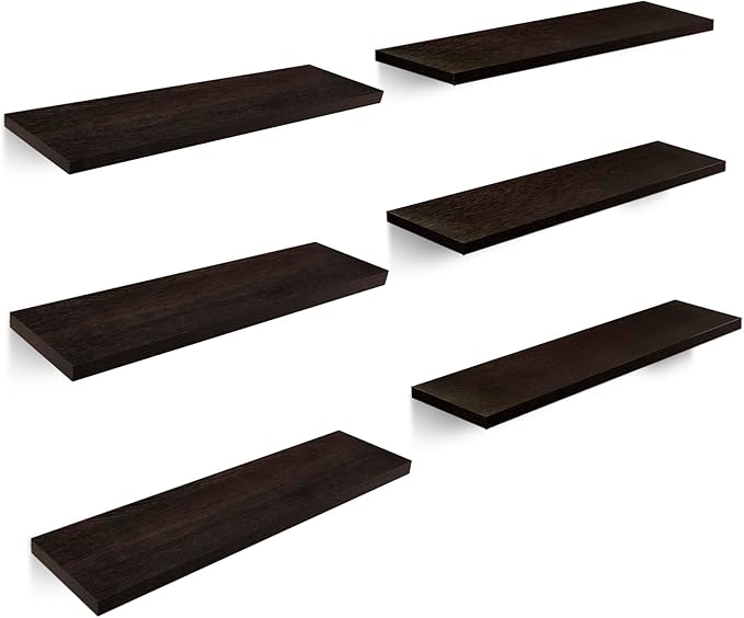 Repisas Flotantes de Madera de 50cmx15cm, Set de 6