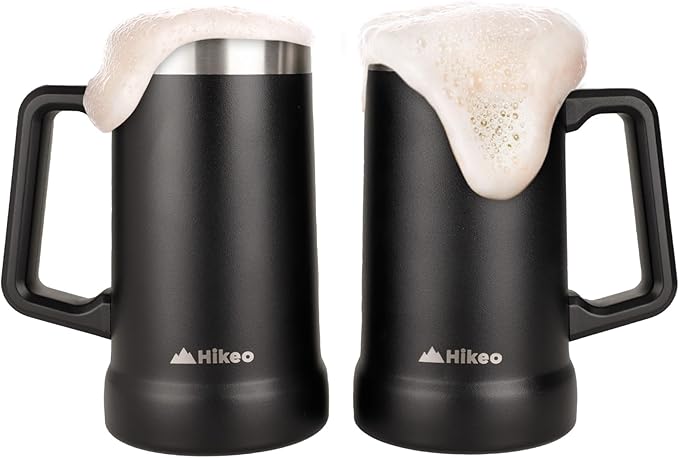 HIKEO Tarro Cervecero de Acero Inoxidable, 2 Pz