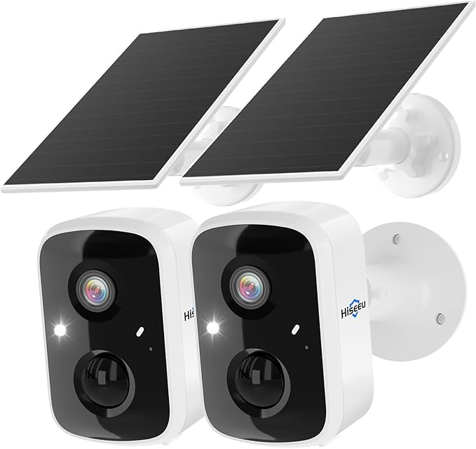 Hiseeu Cámaras de seguridad solares inalámbricas para exteriores