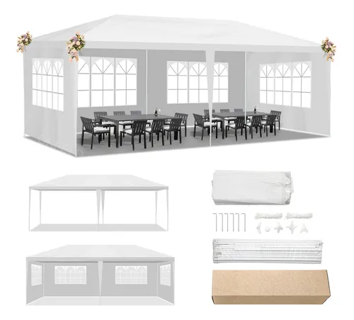 Toldo Carpa Gazebo Pergola Blanco 6×3 metros