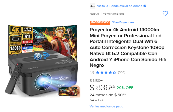 ML: Proyector 4k Android 14000lm