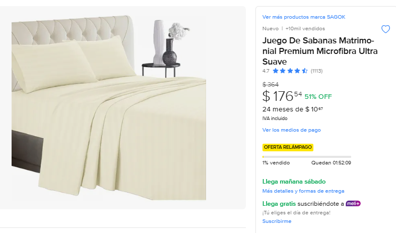 ML: Juego De Sabanas Matrimonial Premium Microfibra Ultra Suave