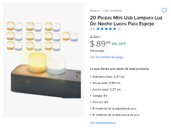 ML: 20 Lamparas Mini Usb