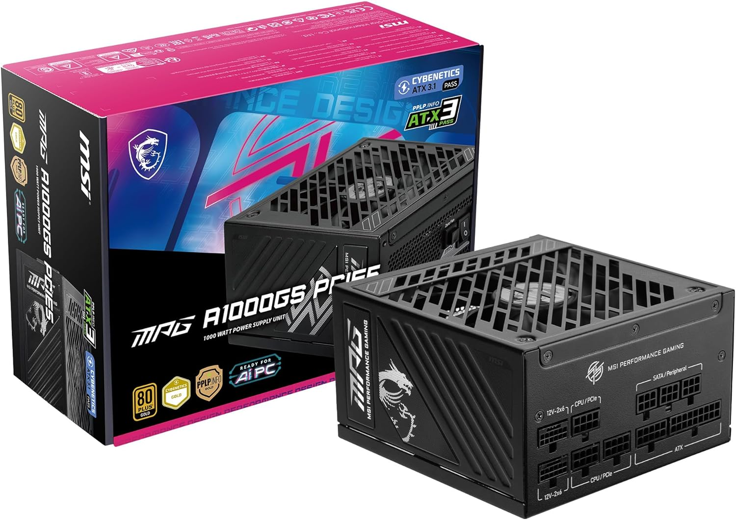 Amazon: MSI-MPG-A1000GS PCIE 5.1 ATX-3.1, Full-Modular,  80 Plus-Gold Certified 1000W