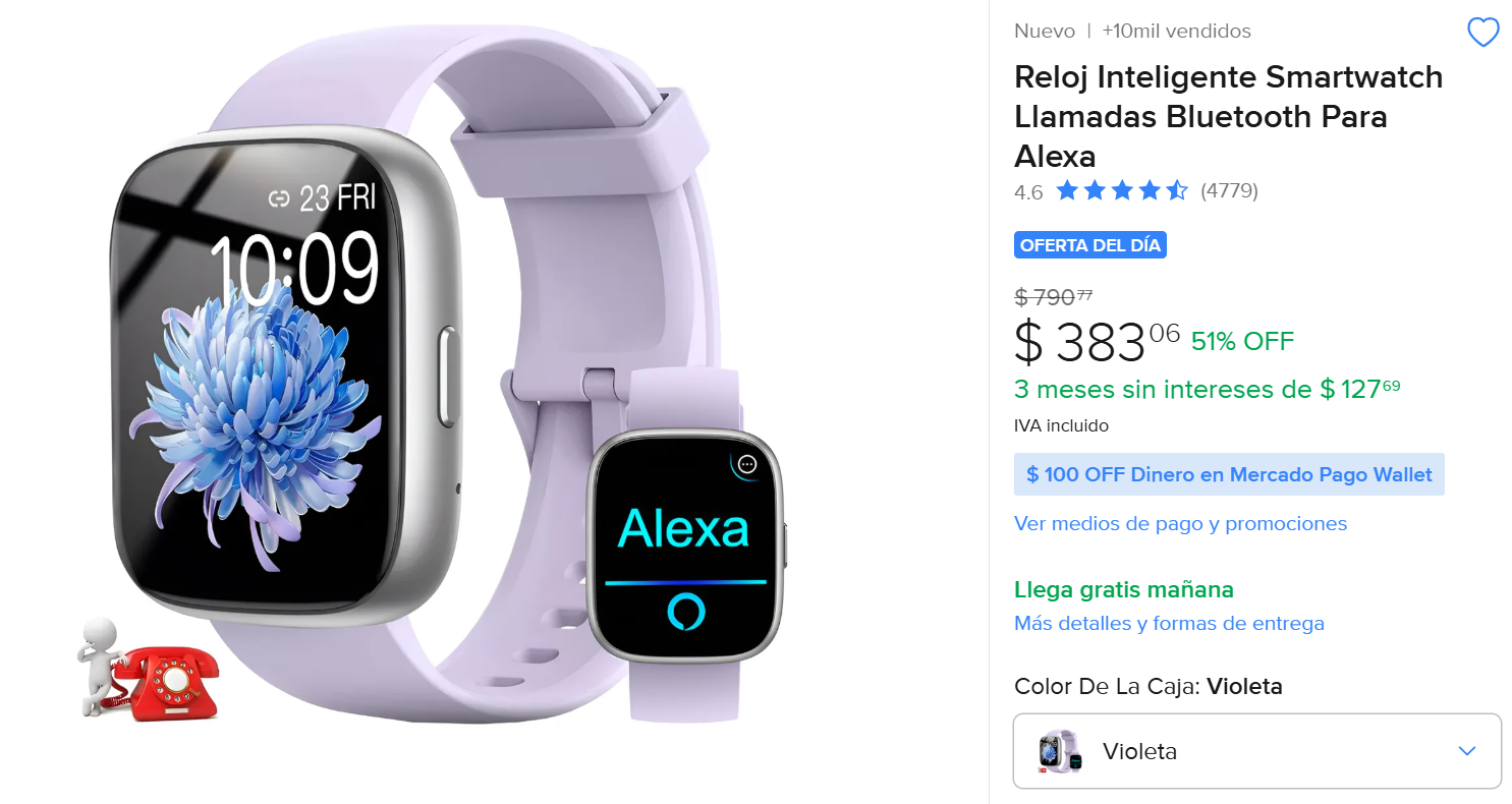 ML: Reloj Inteligente Smartwatch Llamadas Bluetooth Para Alexa