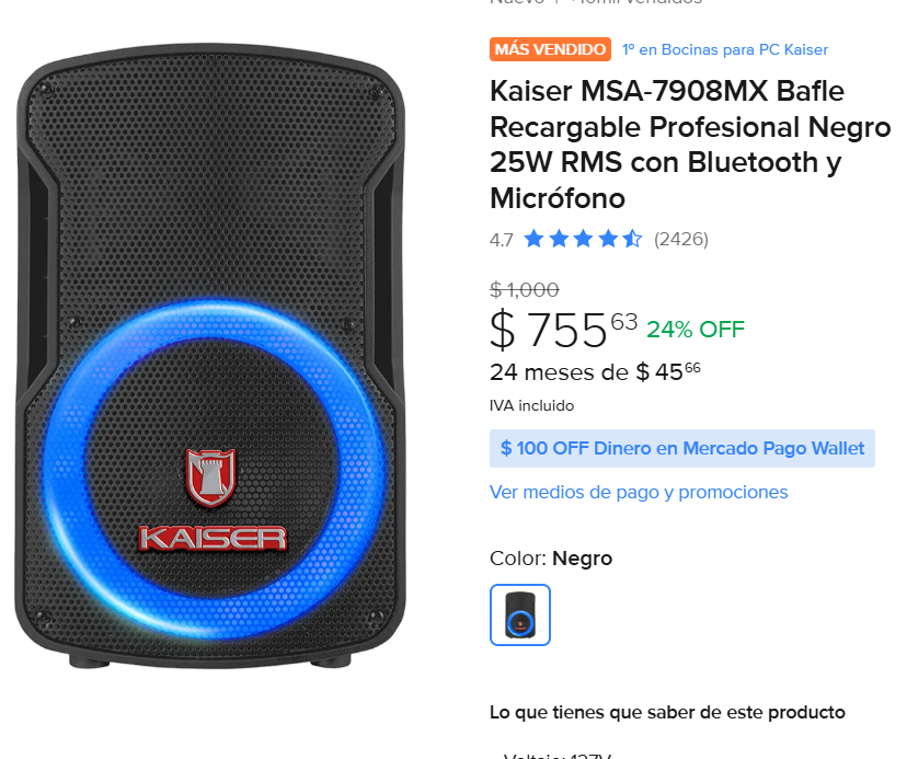 Kaiser MSA-7908MX Bafle Recargable Profesional