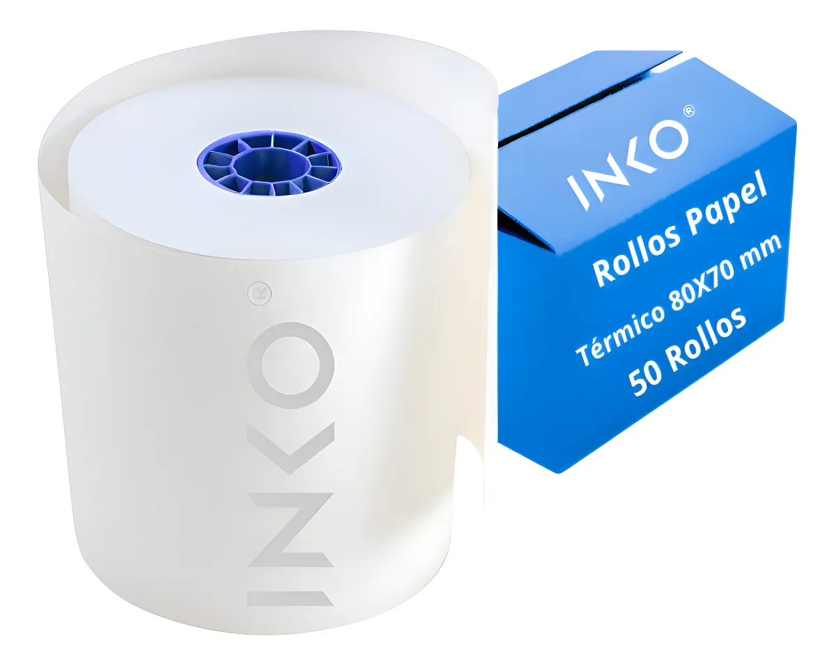ML: 50 Rollos Papel Térmico 80×70 mm