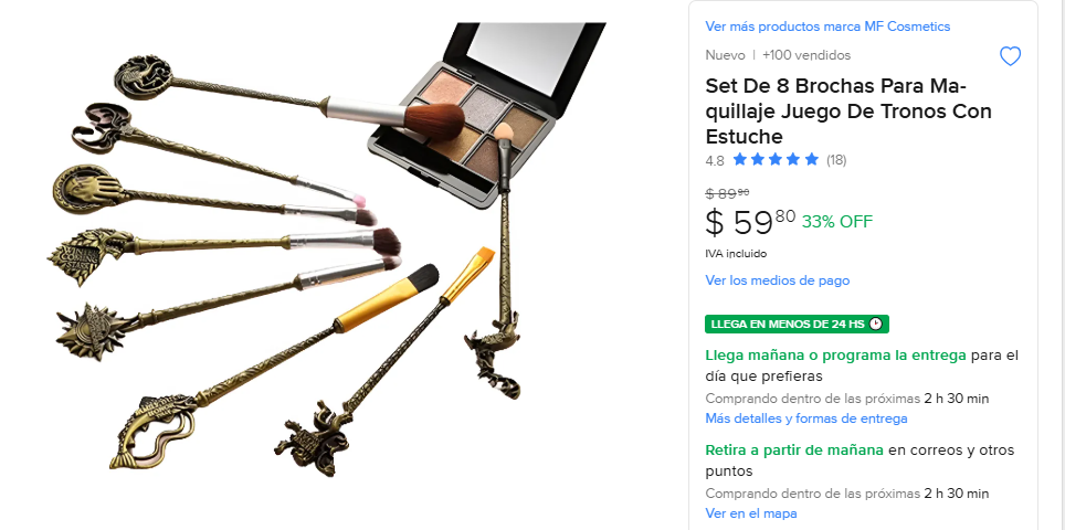 ML: Set de 8 Brochas Tematizadas de Game of Thrones