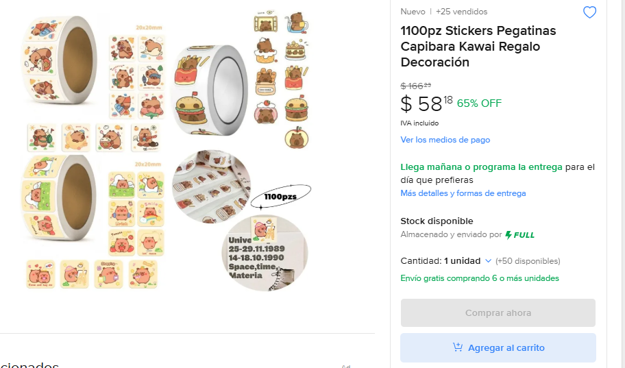 ML: 1100pz Stickers de Capibara