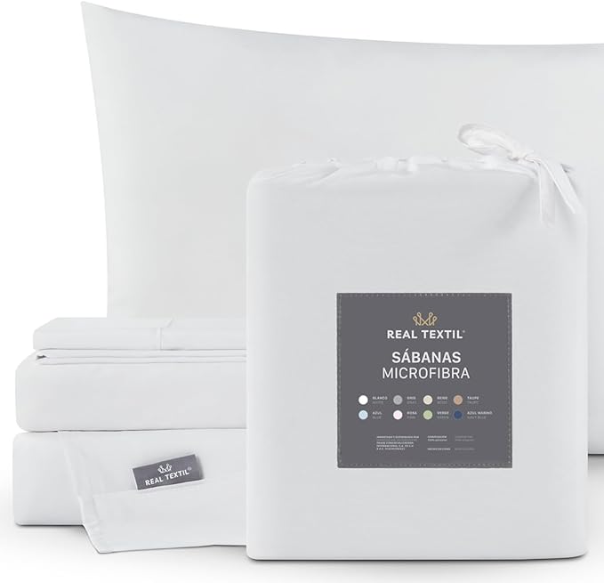 Sábanas de Microfibra Hipoalergénicas (Blanco, King Size)