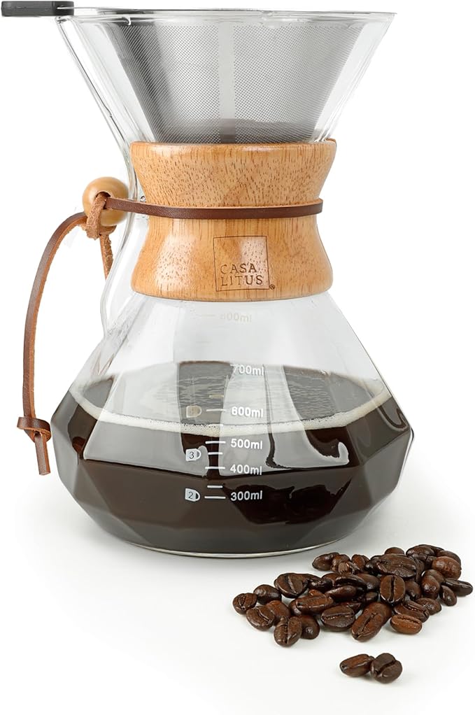 Cafetera tipo Chemex Grande (800 ml) con Filtro Reutilizable