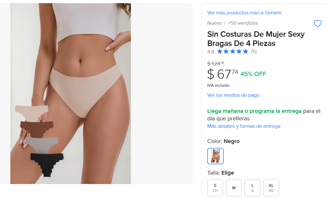 ML: 4 Pack de Pantaleta sin Costura