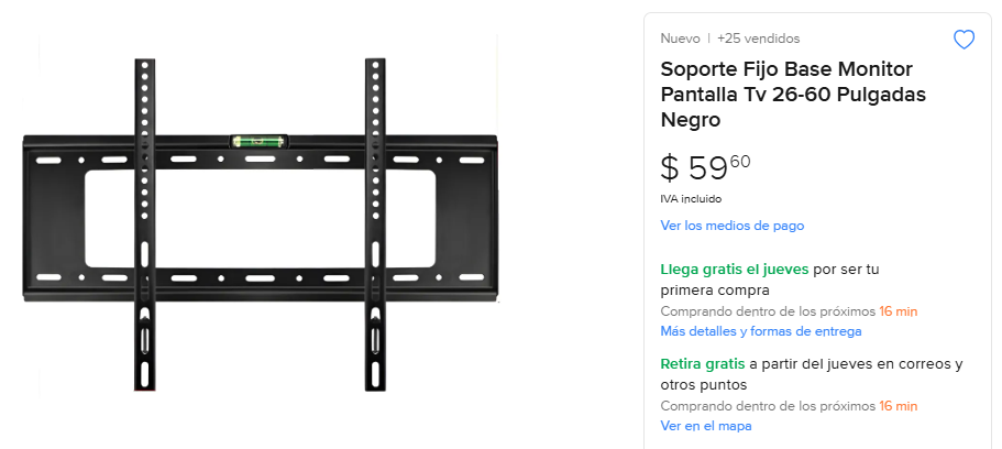 ML: Soporte Fijo  Pantalla de 26 a 60 Pulgadas