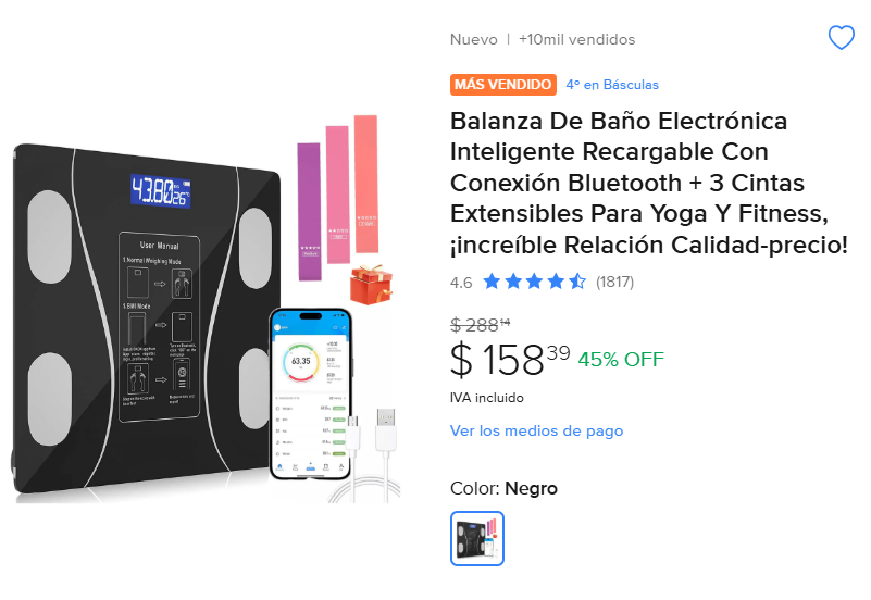 ML: Balanza Inteligente Bluetooth + 3 Cintas Extensibles Para Yoga