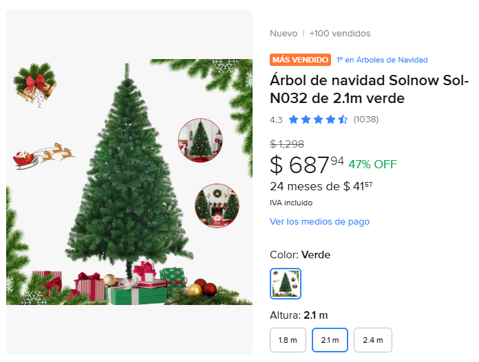 ML: Árbol de navidad 2.1 metros