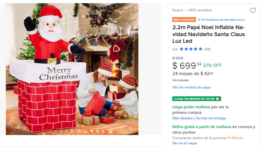 ML: Santa Claus Inflable 2.2 metros