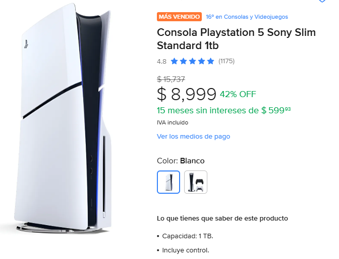 ML: Consola Playstation 5 Sony Slim Standard 1tb