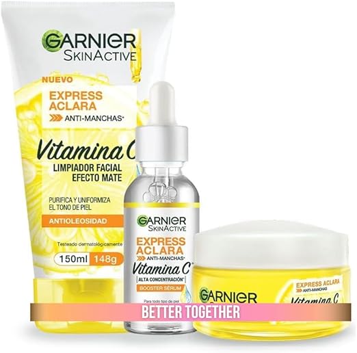 Kit Garnier Express Aclara Rutina anti manchas con Vitamina C