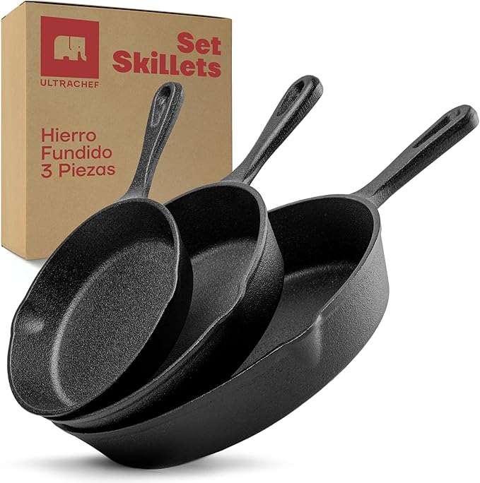 Ultrachef Juego de 3 Sartenes de Hierro