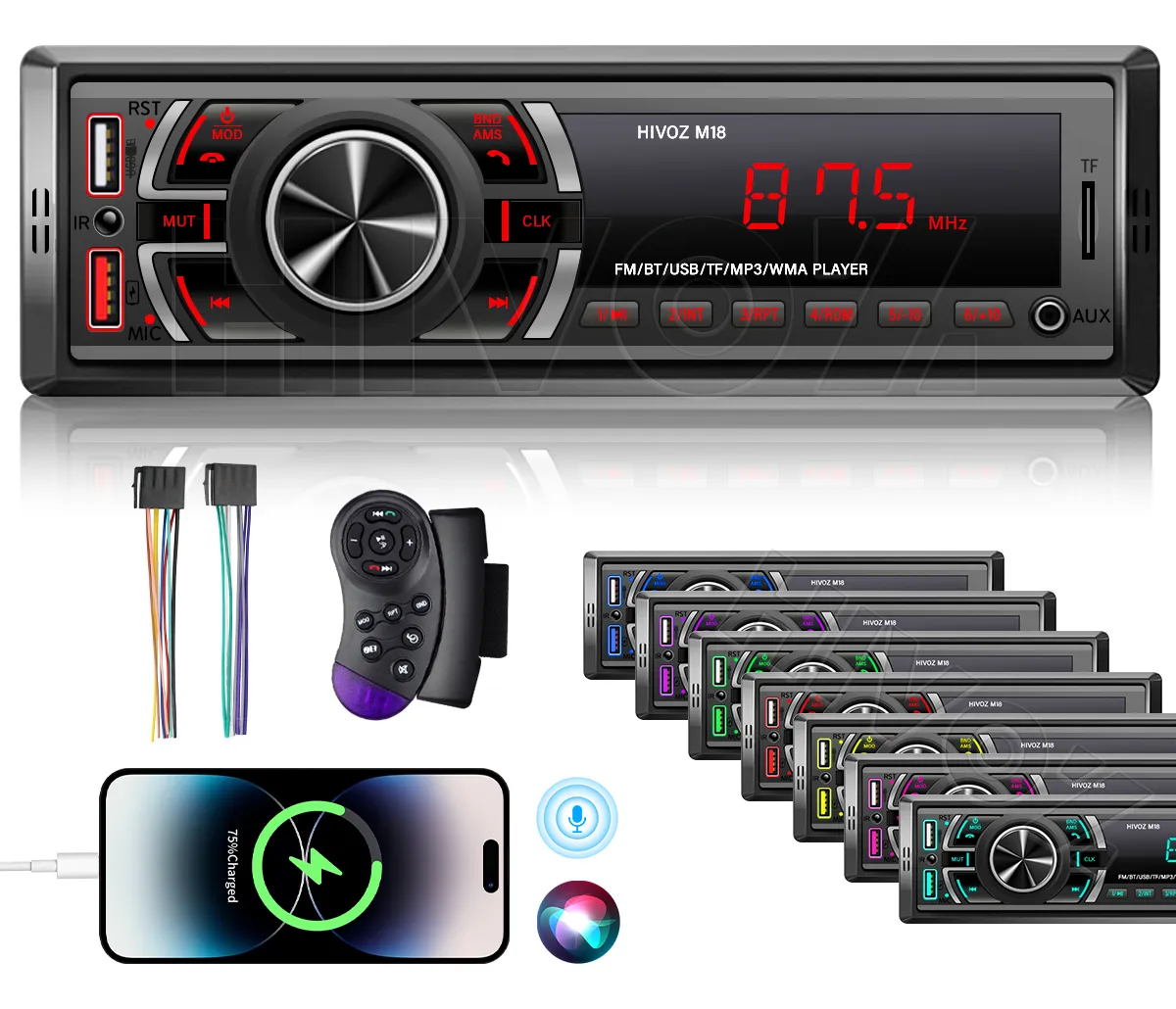 Autoestéreo M18. USB, SD, Radio, Auxiliar y Bluetooth