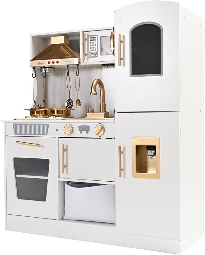 Cocina de Juguete para Niña y Niño de Madera Blanca