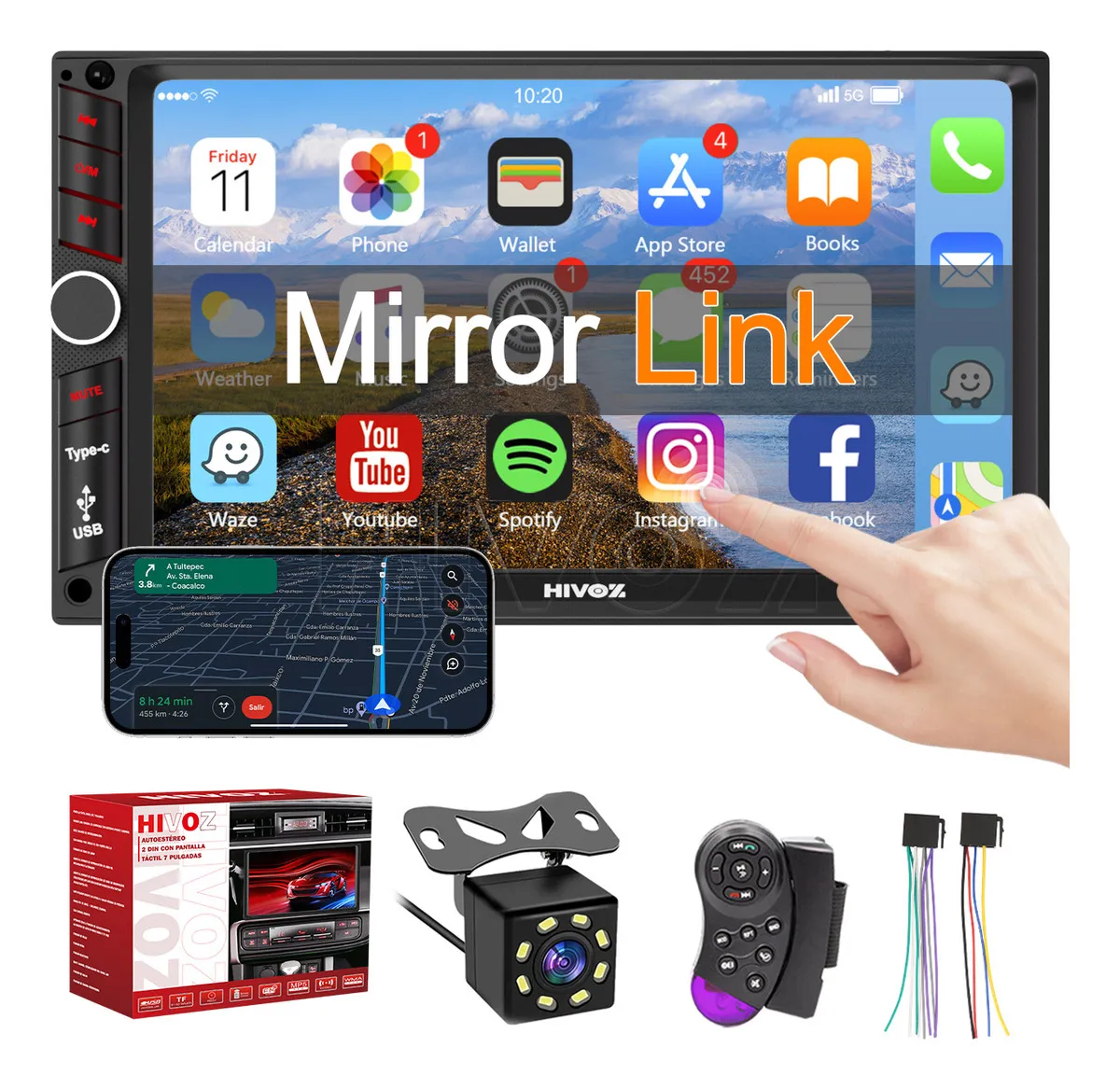Autoestéreo 7 Pulgadas Mirrorlink Pantalla Táctil Y Cámara