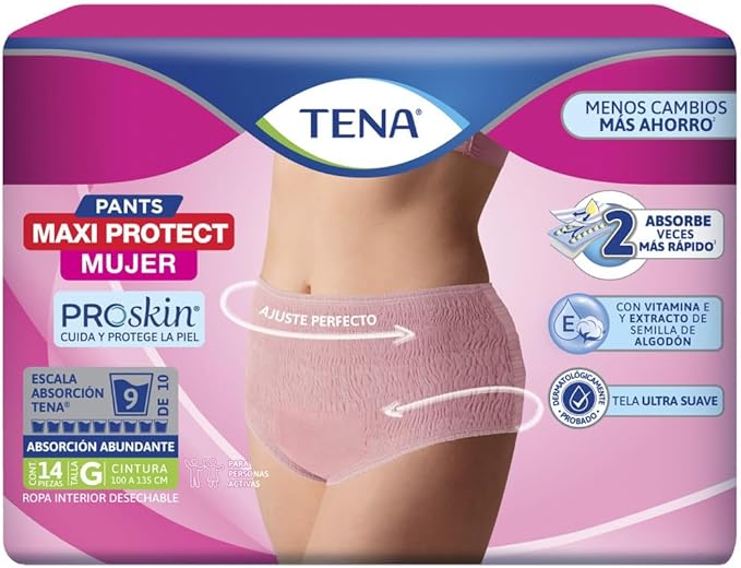 TENA Pants Mujer Talla G, desechable, 14 piezas