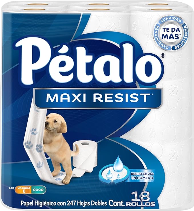Pétalo Maxi Resist Papel Higiénico, 18 rollos