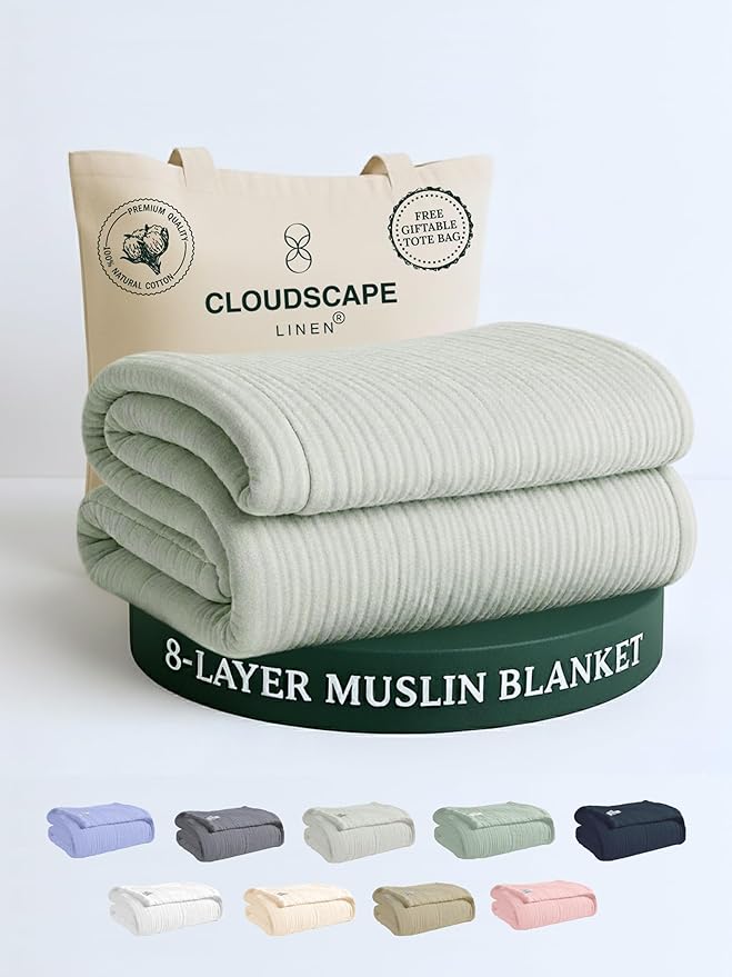 Cloud Scape – Manta de muselina de 8 capas King