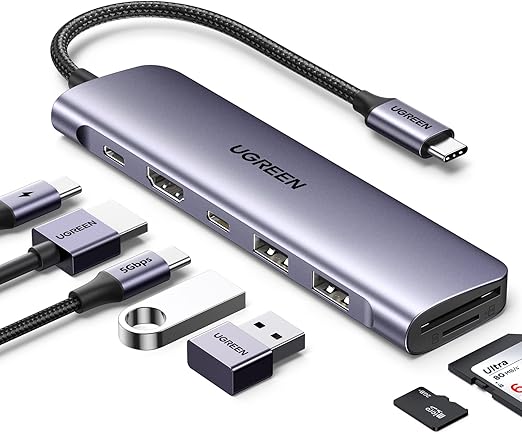 UGREEN HUB USB C, 7 en 1 HDMI 4K
