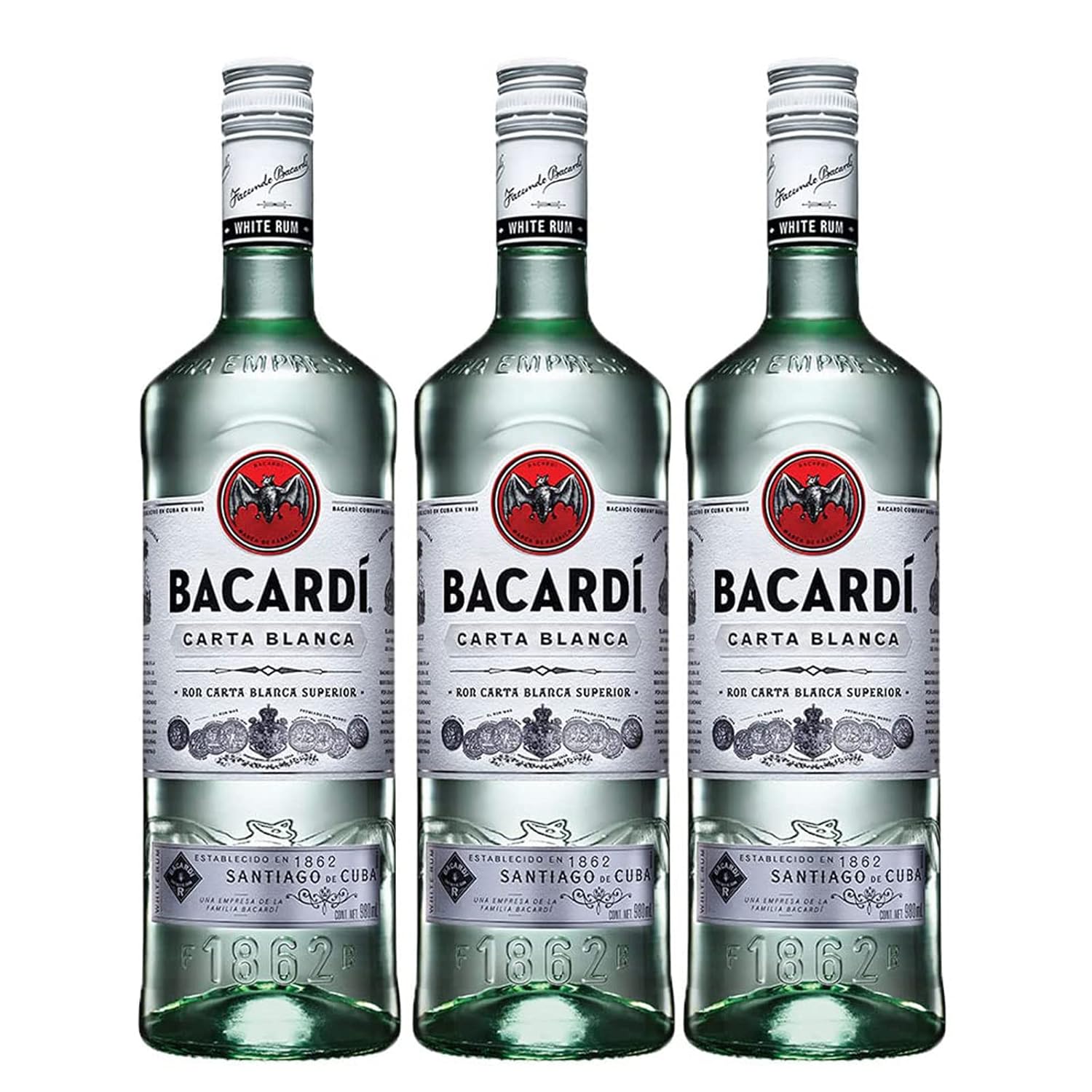 BACARDI Ron Carta Blanca Tripack 980ml