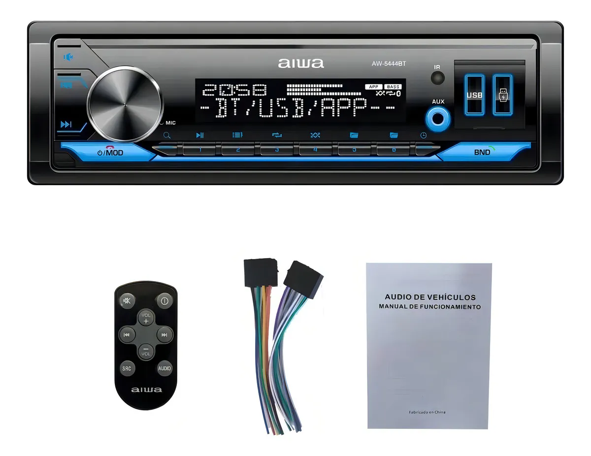 Autoestéreo Aiwa AW-5444BT con USB, bluetooth y SD