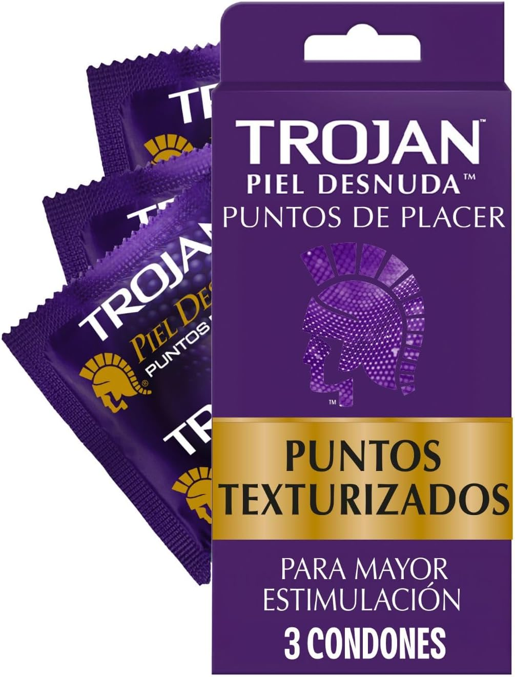 3 Pack Condones Trojan Piel desnuda Texturizados