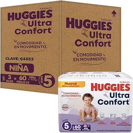HUGGIES 3 bolsas de Pañal Etapa 5 Niña