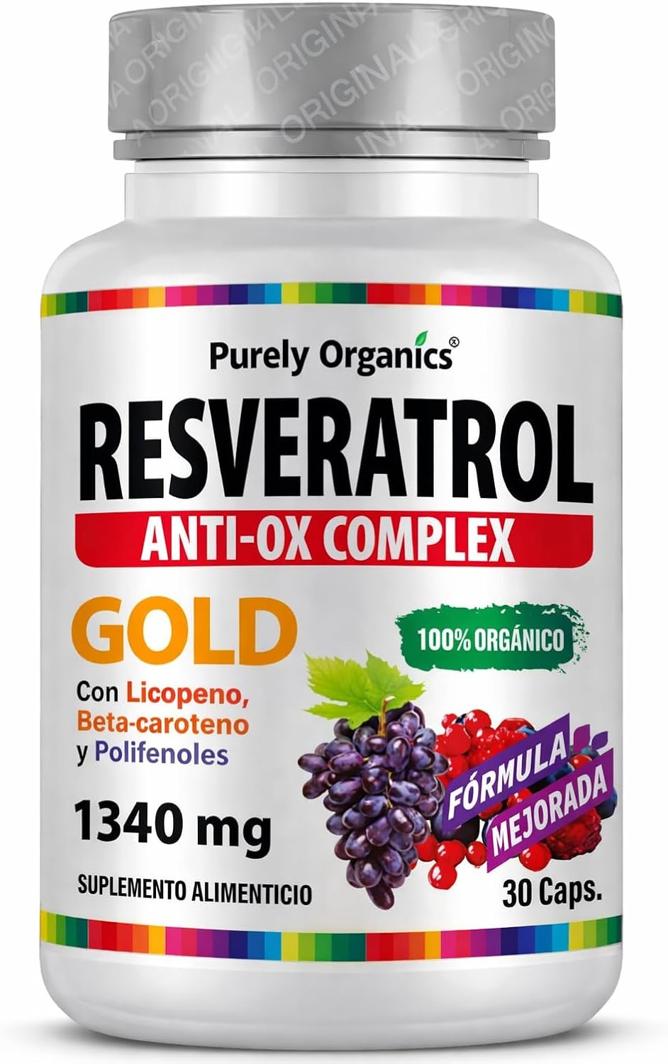 Resveratrol, Gold 1340mg por porción, 30 cápsulas
