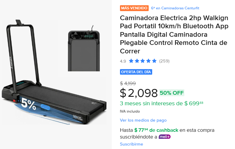 Caminadora electrica plegable
