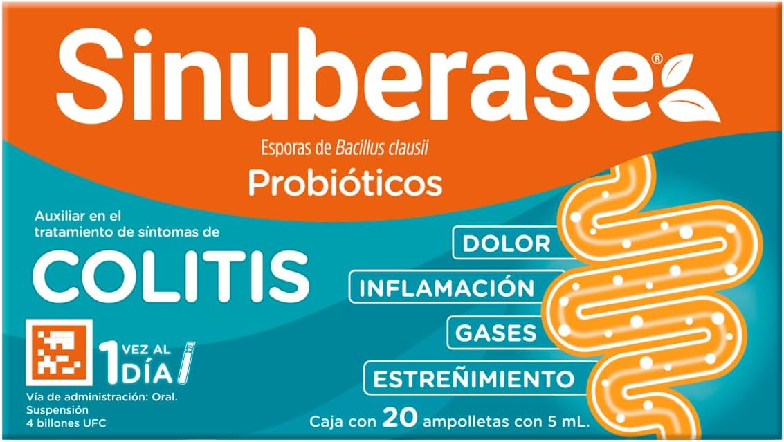 20 ampolletas Sinuberase Probióticos en Suspensión