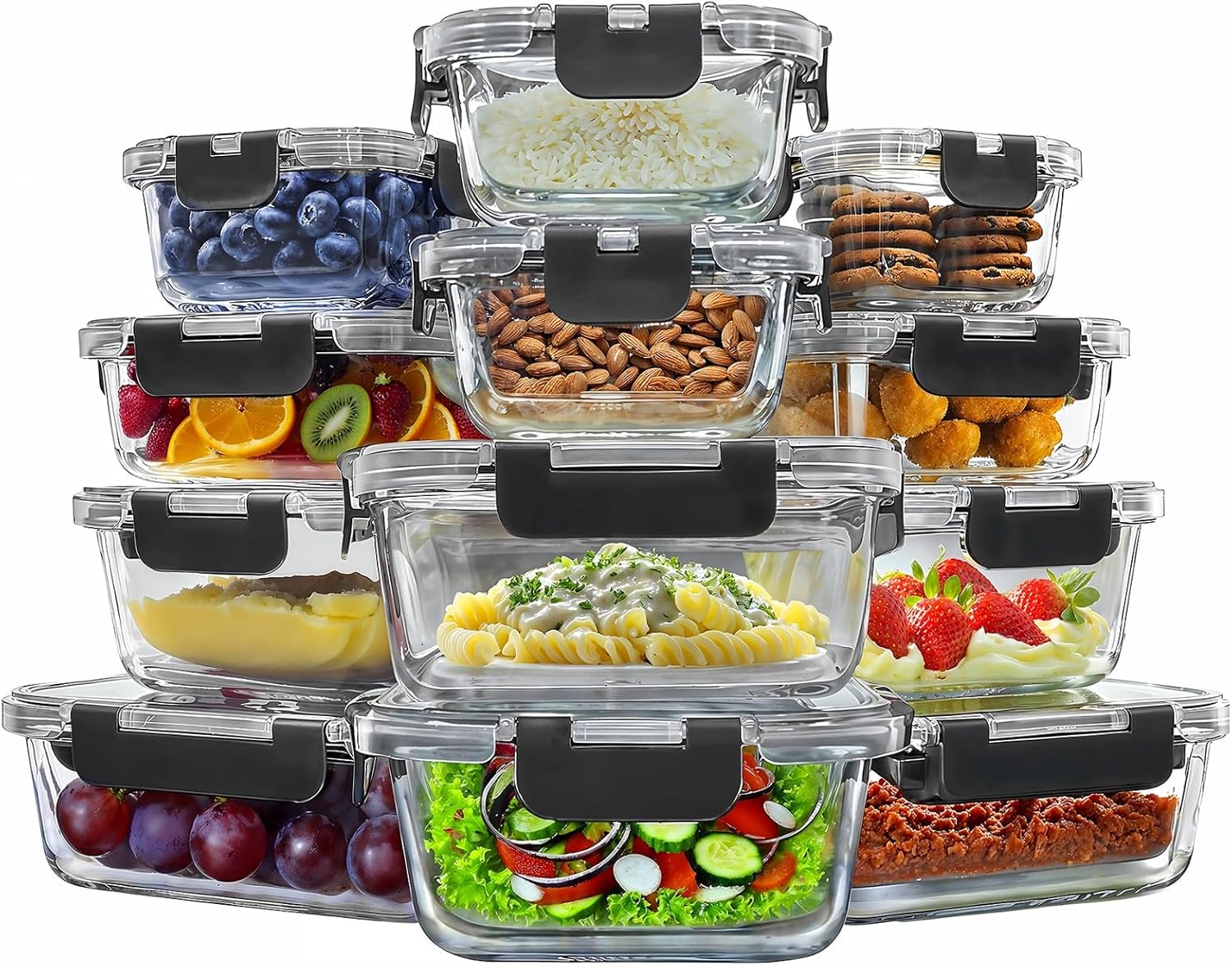 Set De 12 Contenedores De Vidrio