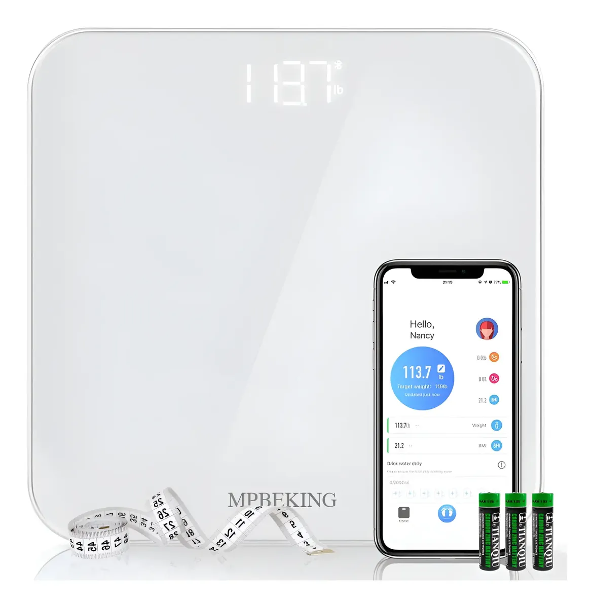 ML: Báscula Electrónica Bluetooth Digital Inteligente 181kg