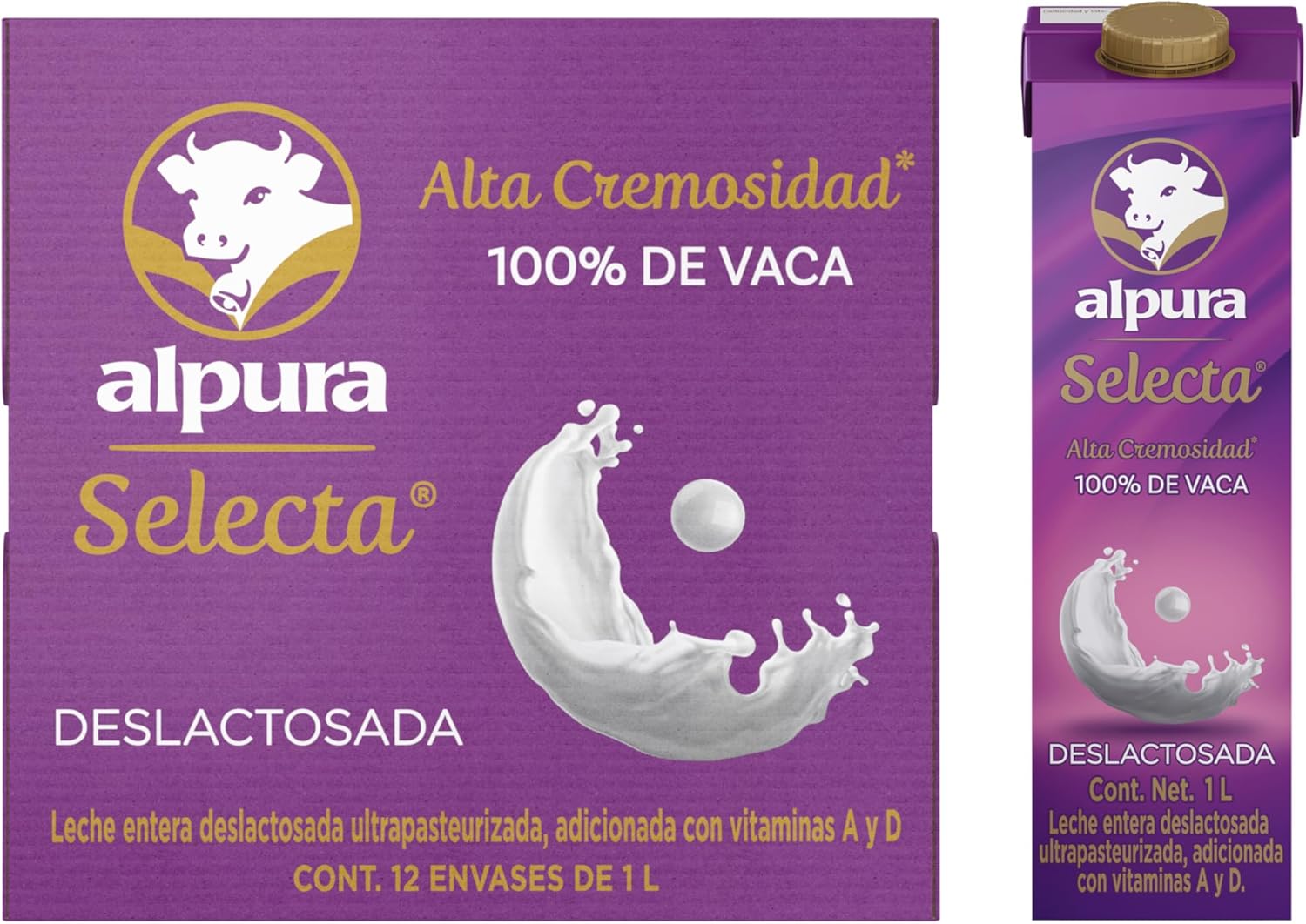 Alpura Selecta Leche Entera Deslactosada 100% de Vaca
