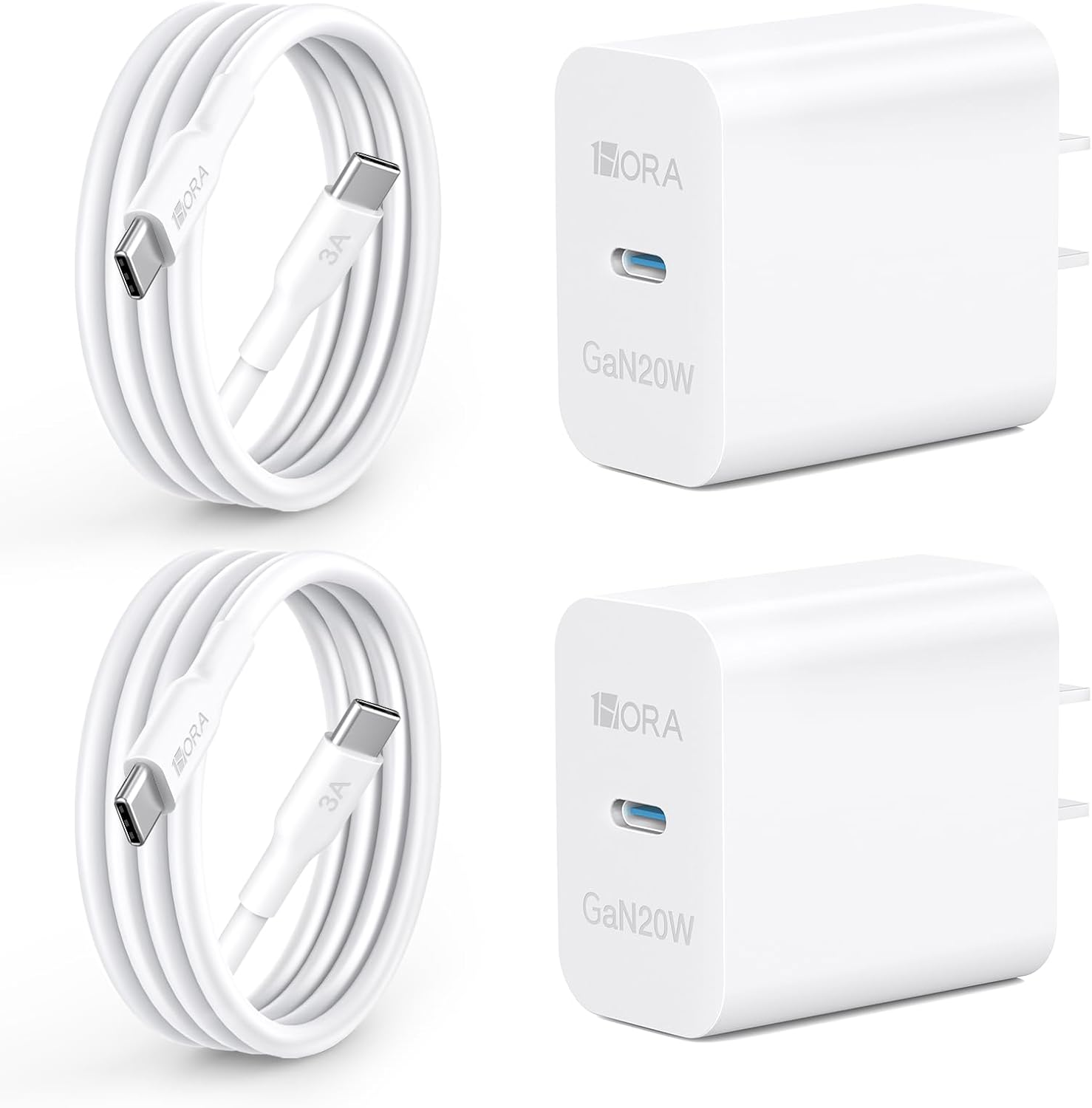 1 Hora Cargador Tipo C 2 Pack 20W